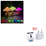 LED Night Light Mushroom Wall Socket Lamp EU US Plug Warm White