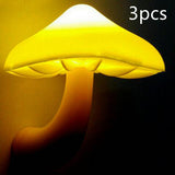 LED Night Light Mushroom Wall Socket Lamp EU US Plug Warm White